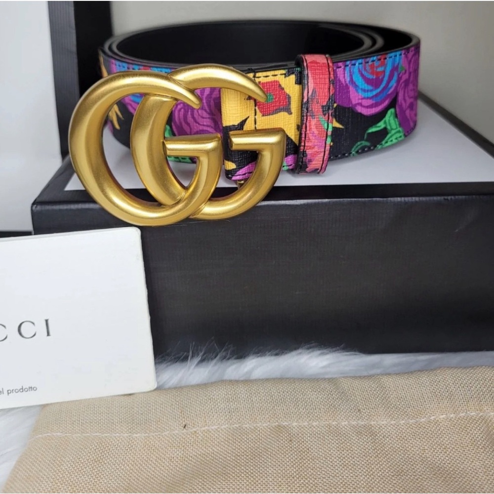 Gucci Ken Scott Print GG Marmont Belt - Picture 3 of 8